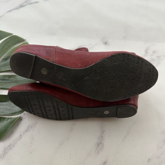 Farylrobin Womens Ankle Boots Booties Size 8 Red Leather Suede Wedge Heel - Picture 9 of 10